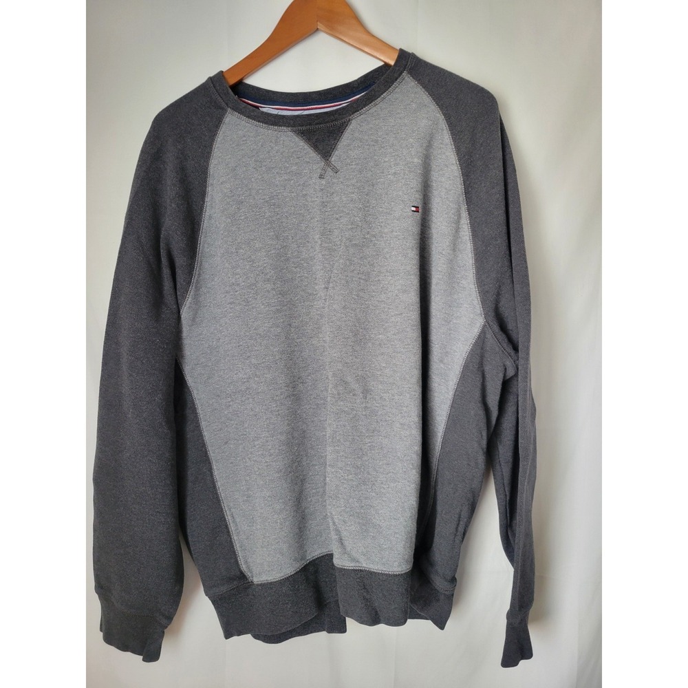 Tommy Hilfiger Men's XXL Two-Tone Gray Raglan Crewneck Sweatshirt Pullover